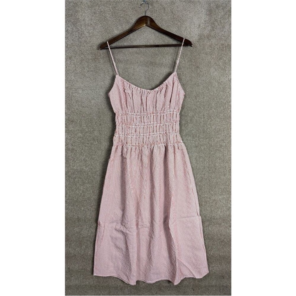 Wayf Seersucker Smocked Midi Dress - Picture 3 of 6